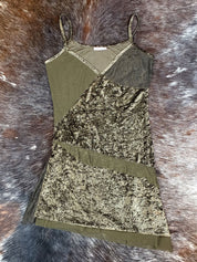 Vintage 1990s Olive Velvet Patch Dress