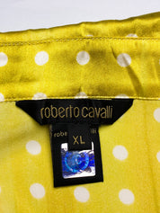 Roberto Cavalli 2004 Yellow Polka Dot Ombre Silk Blouse - M/L