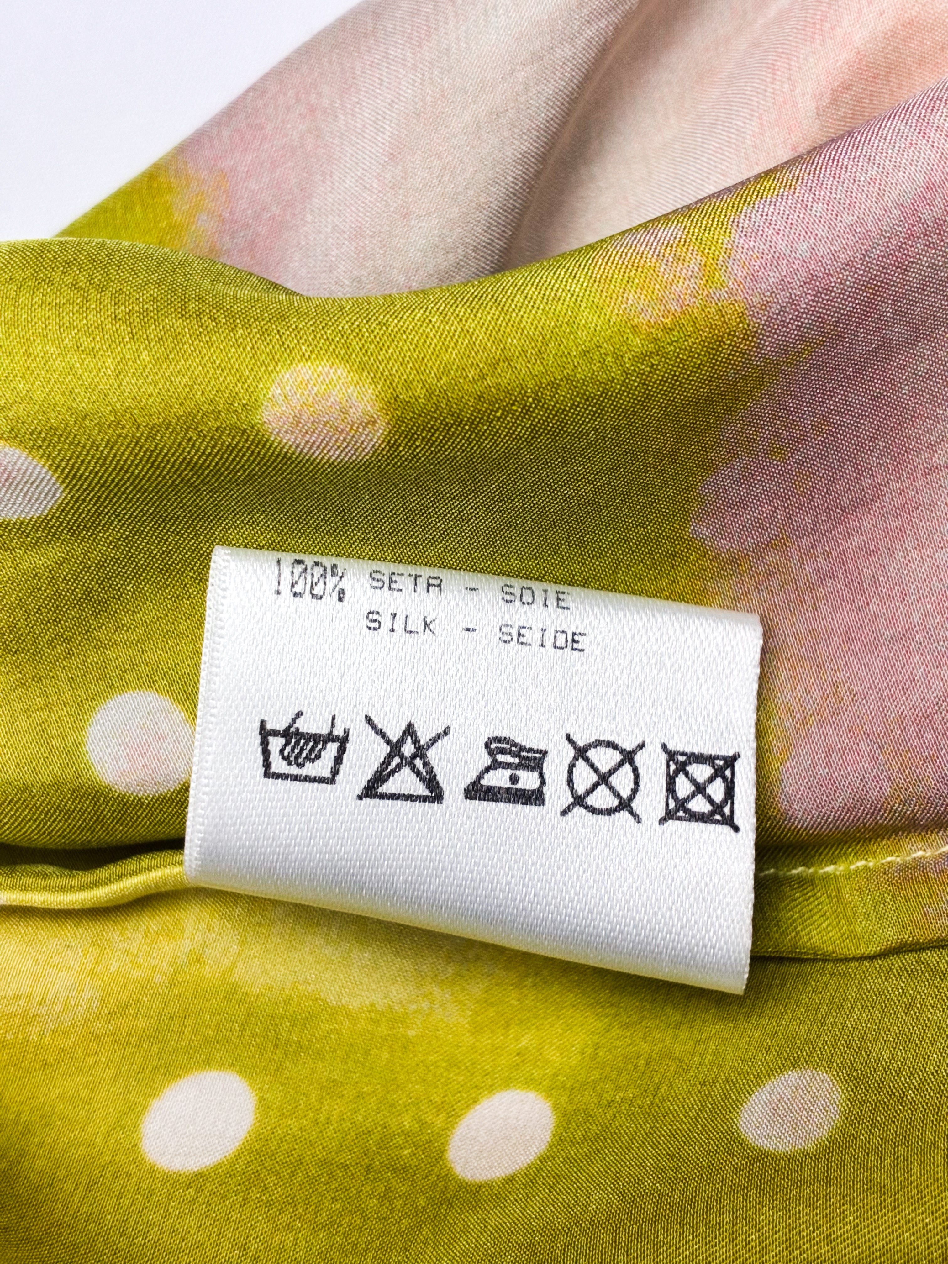 Roberto Cavalli 2004 Yellow Polka Dot Ombre Silk Blouse - M/L