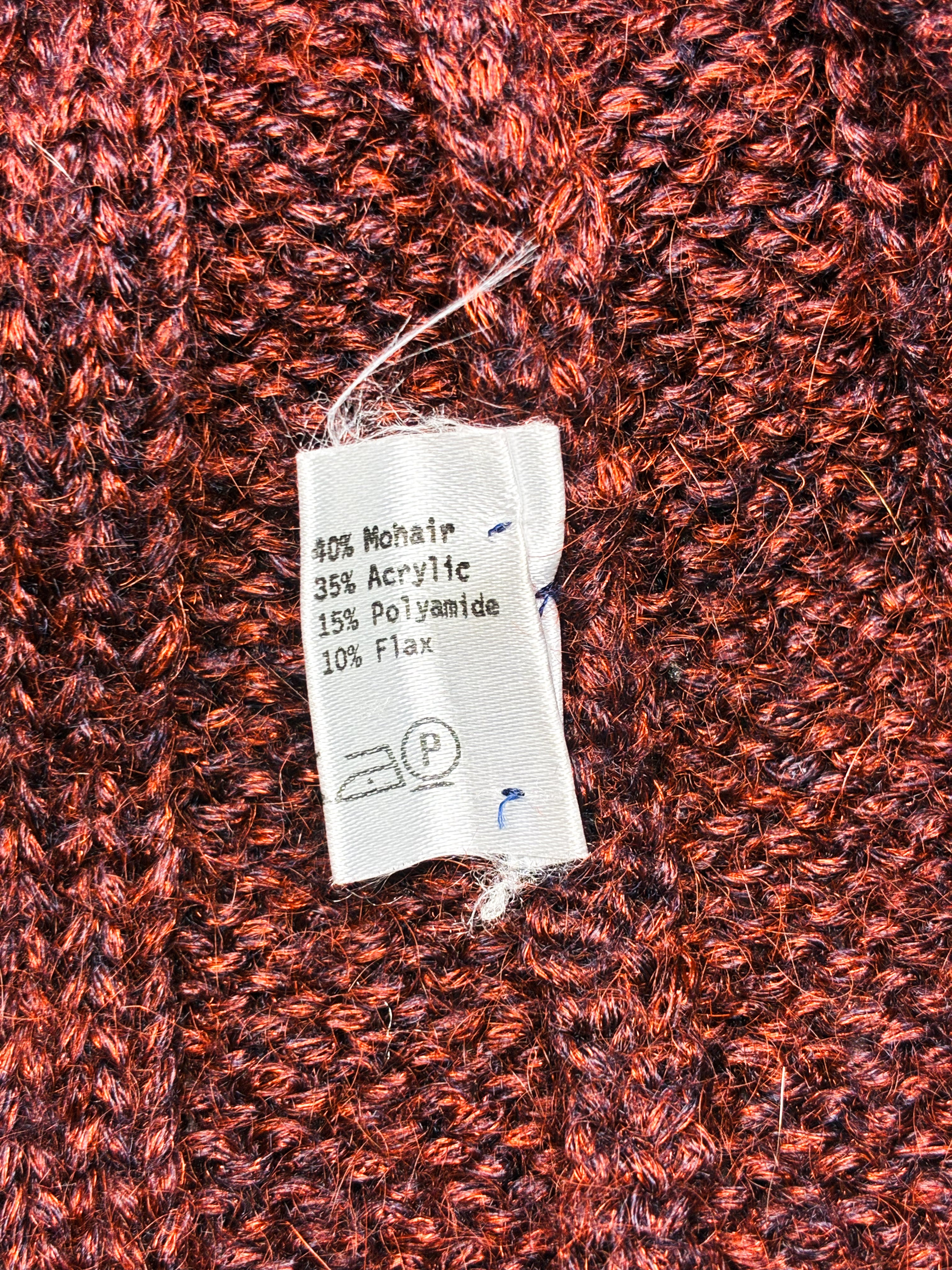 Luisa Spagnoli 2000s Burgundy Mohair Cable Knit Turtleneck Tank - XS-M