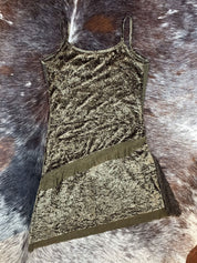Vintage 1990s Olive Velvet Patch Dress