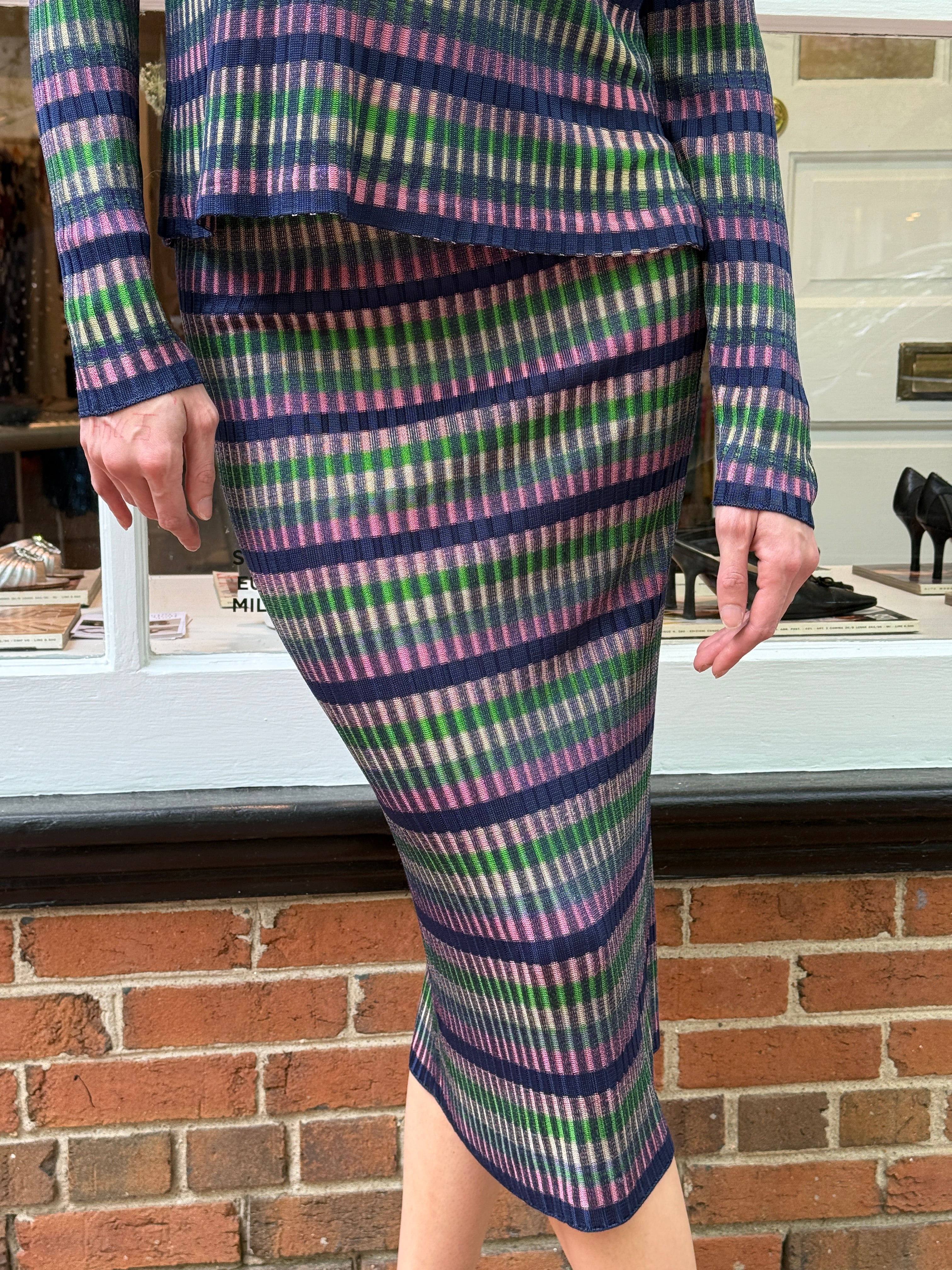Bazar de Christian Lacroix Multicolor Stripe Knit Top & Skirt Set - S/M