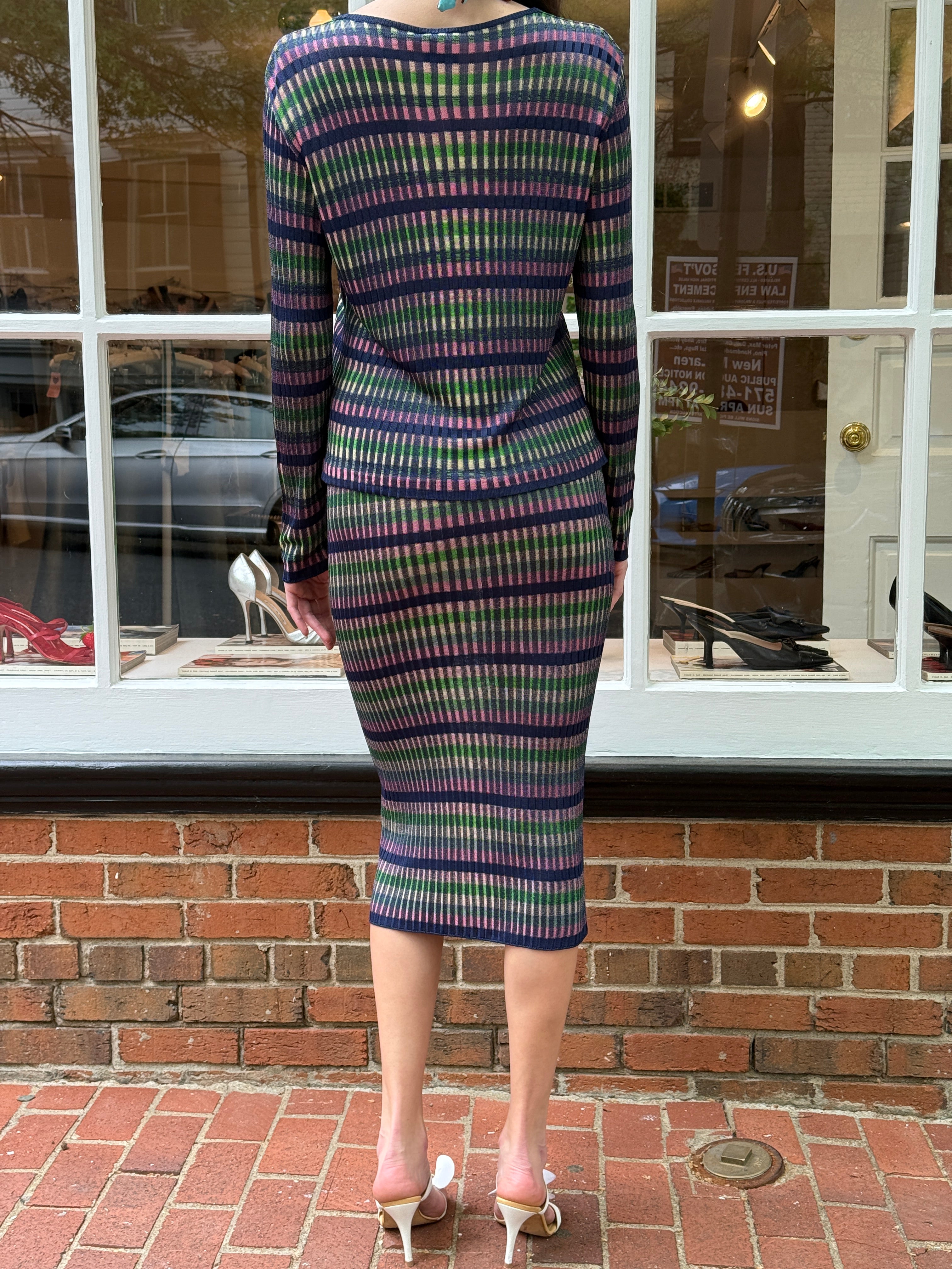 Bazar de Christian Lacroix Multicolor Stripe Knit Top & Skirt Set - S/M