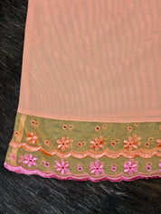 La Perla Orange Mesh Slip Dress with Pink Flowers