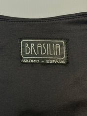 Brasilia Madrid 2000s Black Rhinestone Halter Maxi Dress - S/M