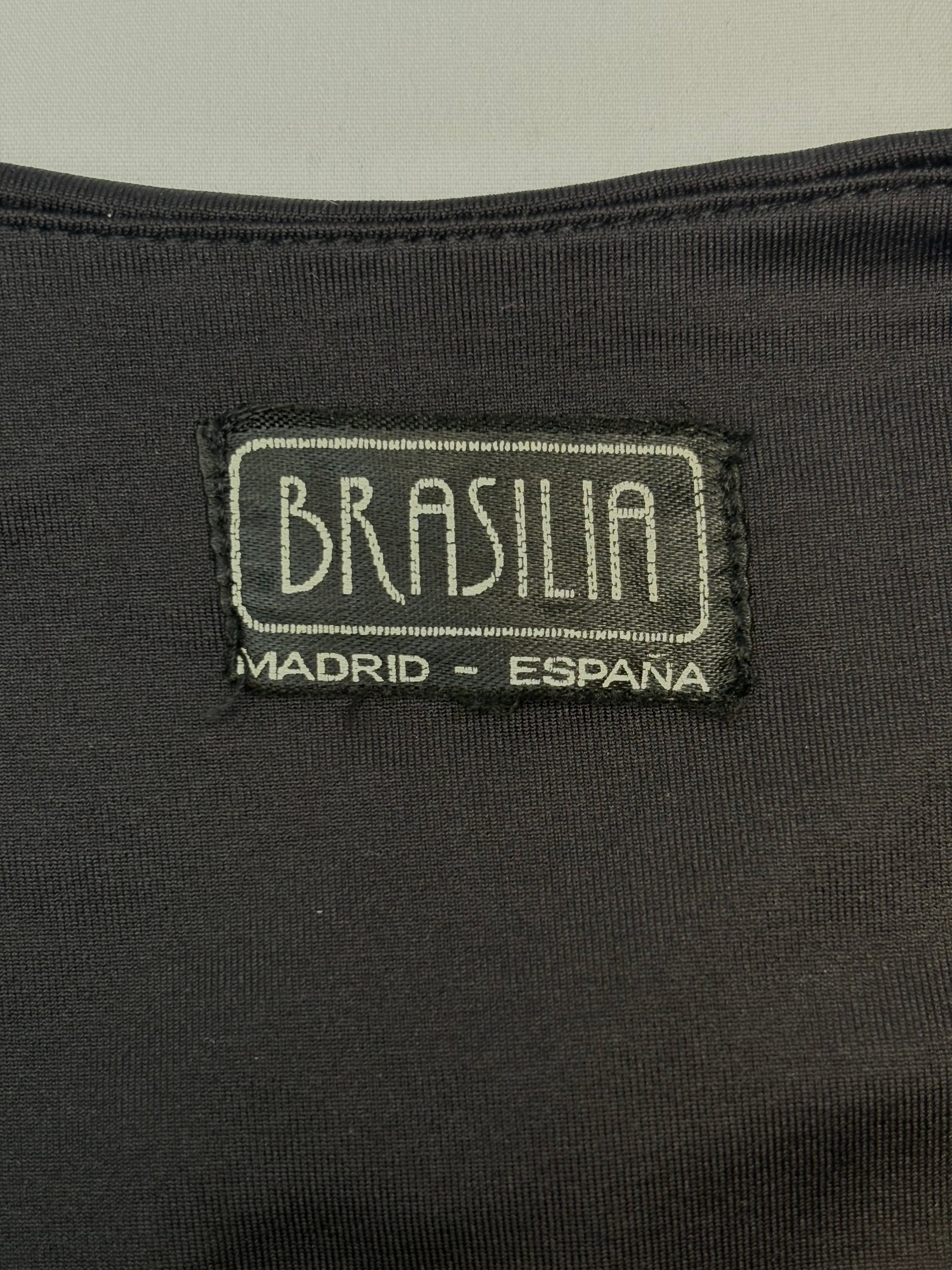 Brasilia Madrid 2000s Black Rhinestone Halter Maxi Dress - S/M