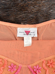 La Perla Orange Mesh Slip Dress with Pink Flowers