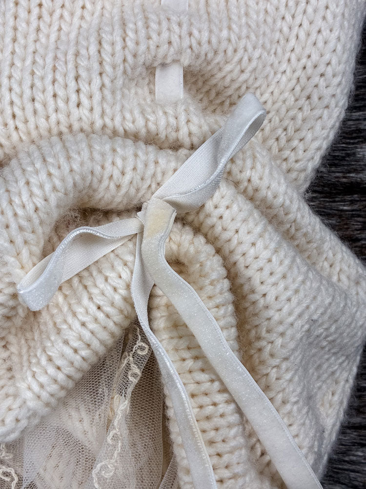 Gianni Versace Istante Cream Knit Bubble Skirt with Lace