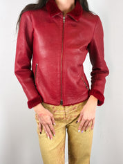 Santacroce Firenze 2000s Red Leather Shearling Jacket - S