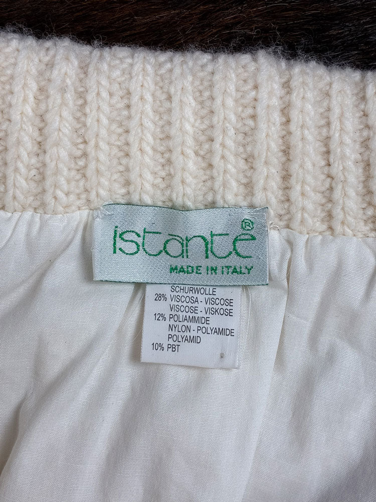 Gianni Versace Istante Cream Knit Bubble Skirt with Lace