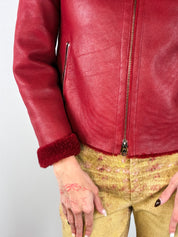 Santacroce Firenze 2000s Red Leather Shearling Jacket - S