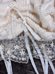 Gianni Versace Istante Cream Knit Bubble Skirt with Lace