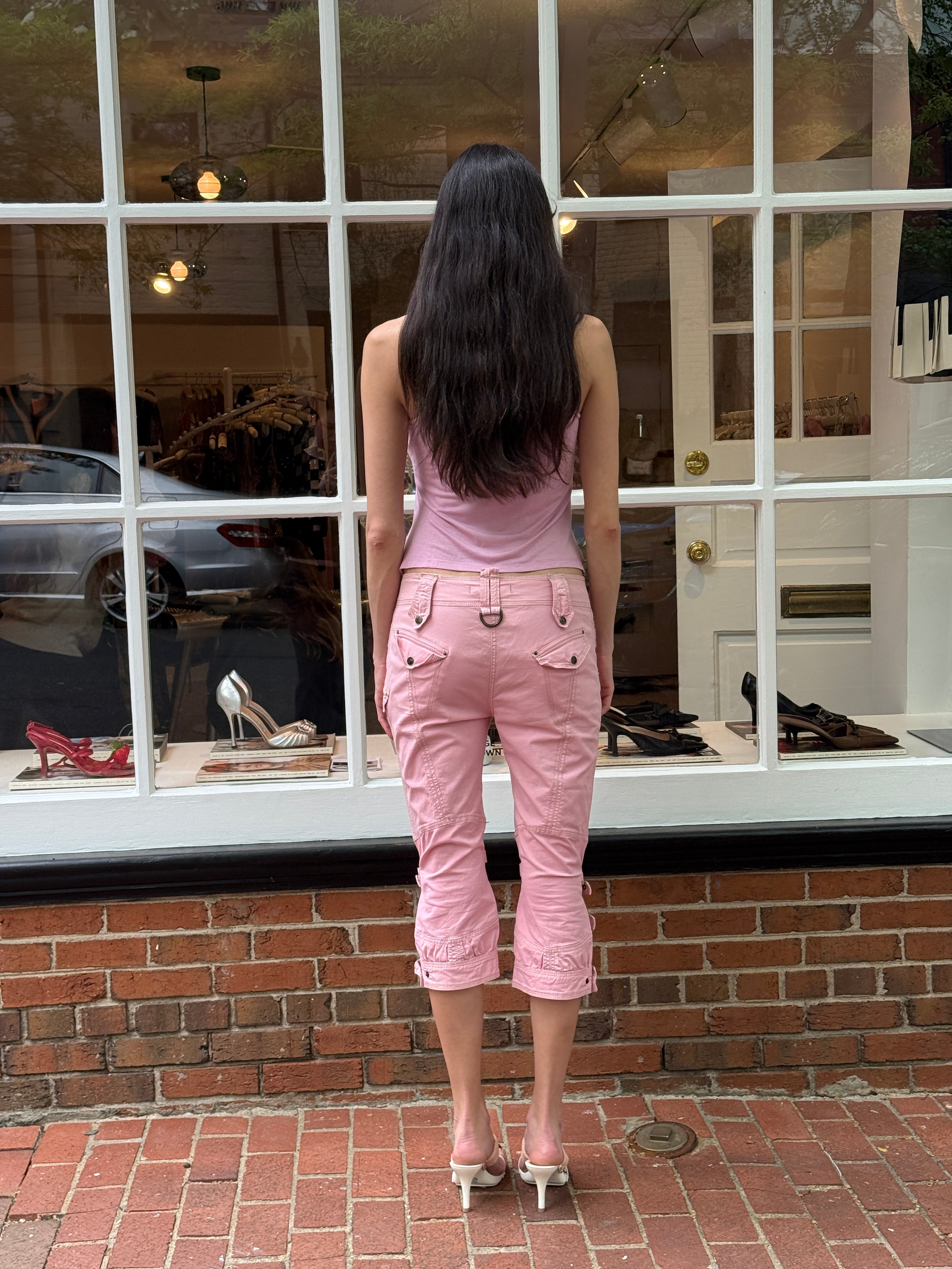Just Cavalli 2000s Pink Moto Cargo Capri Pants - W32