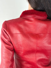 Santacroce Firenze 2000s Red Leather Shearling Jacket - S