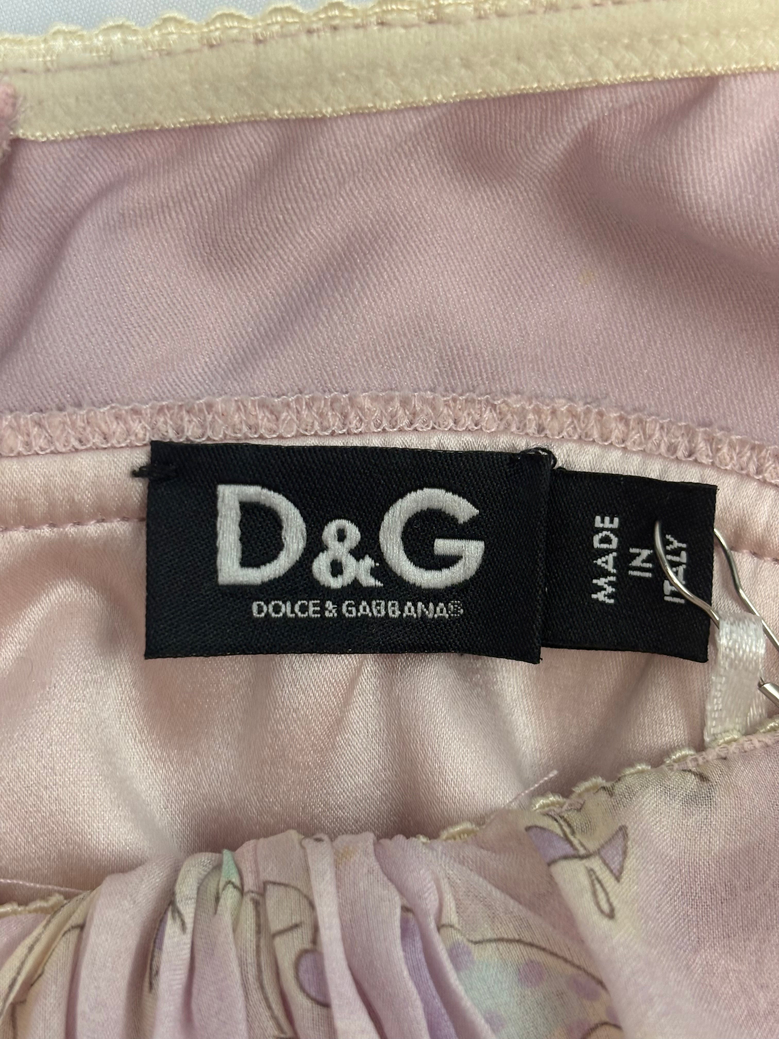 Dolce & Gabbana 2000s Pastel Umbrella Print Silk Maxi Dress - XS/S