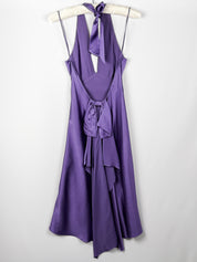 Luisa Spagnoli 1990s Purple Silk Halter Midi Dress - M