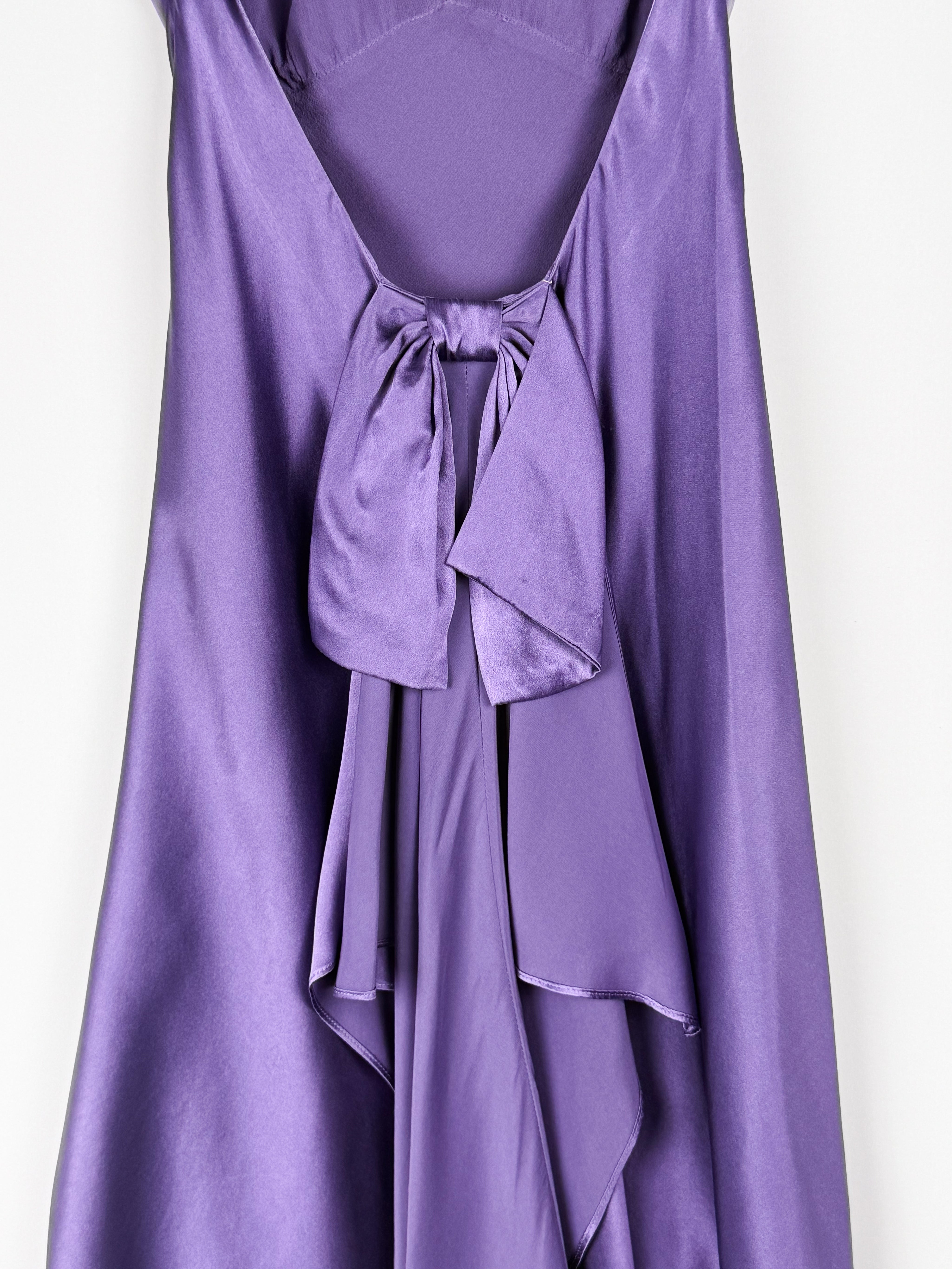 Luisa Spagnoli 1990s Purple Silk Halter Midi Dress - M