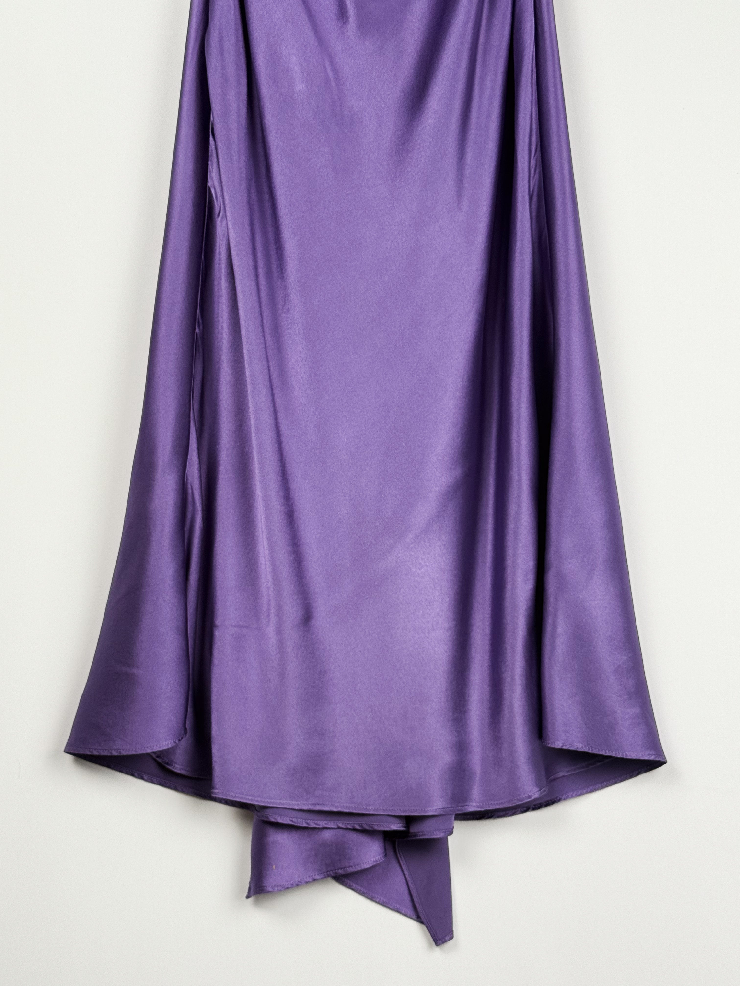 Luisa Spagnoli 1990s Purple Silk Halter Midi Dress - M