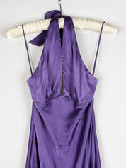 Luisa Spagnoli 1990s Purple Silk Halter Midi Dress - M