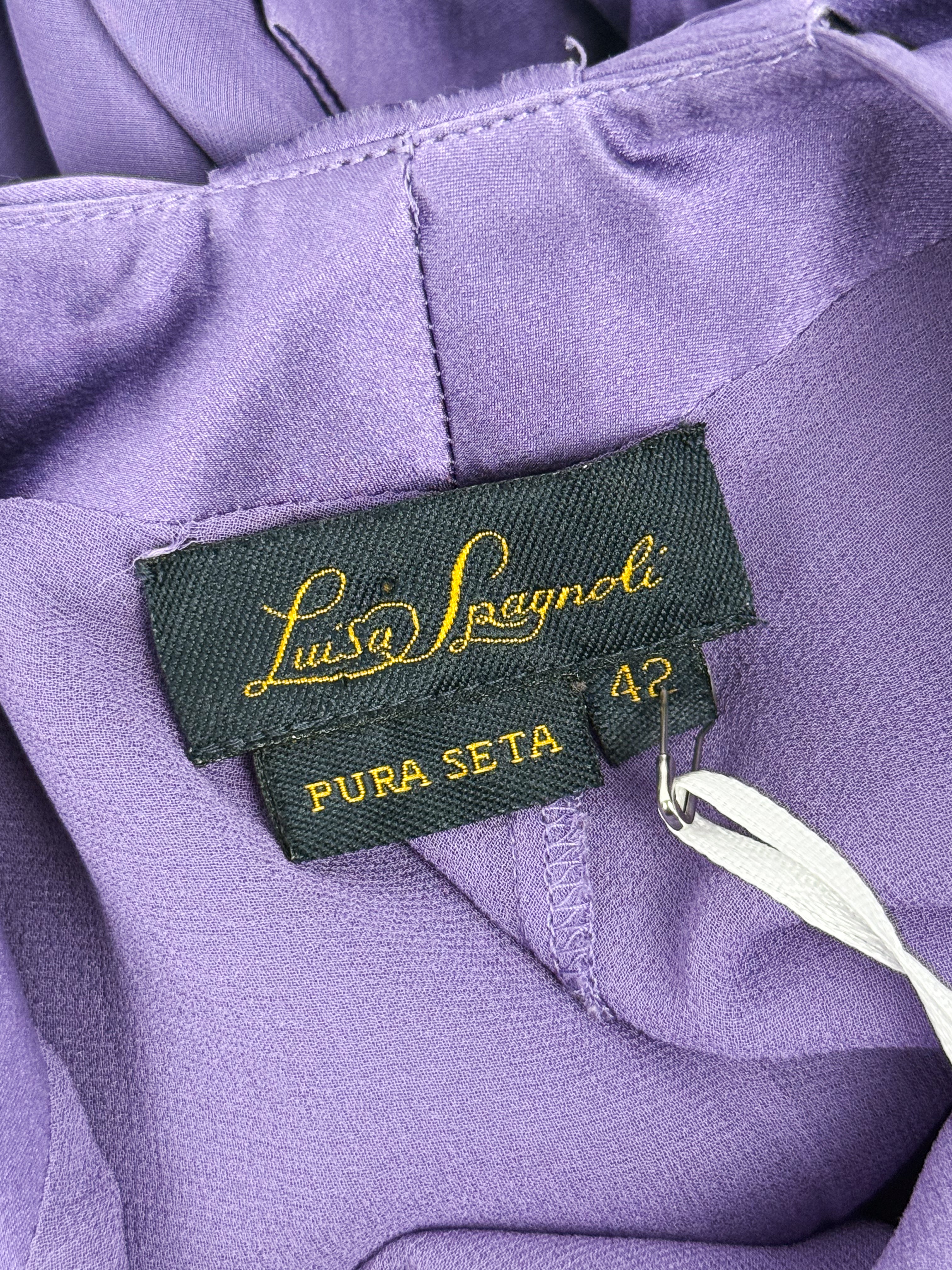 Luisa Spagnoli 1990s Purple Silk Halter Midi Dress - M