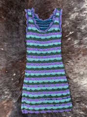 Missoni 2000s Wave Knit Lilac & Teal Sleeveless Dress