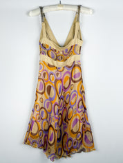 Cristinaeffe 2000s Circle Print Silk Midi Dress - XS