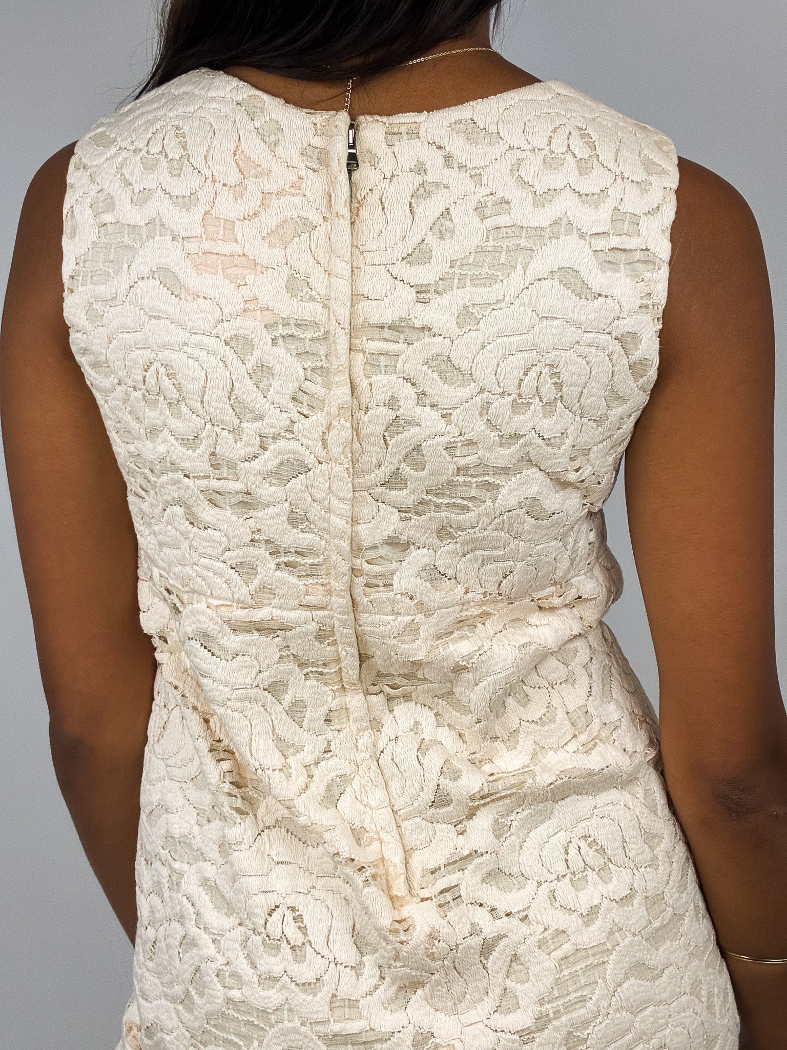 Dolce & Gabbana 2000s Beige Floral Lace Mini Dress - S