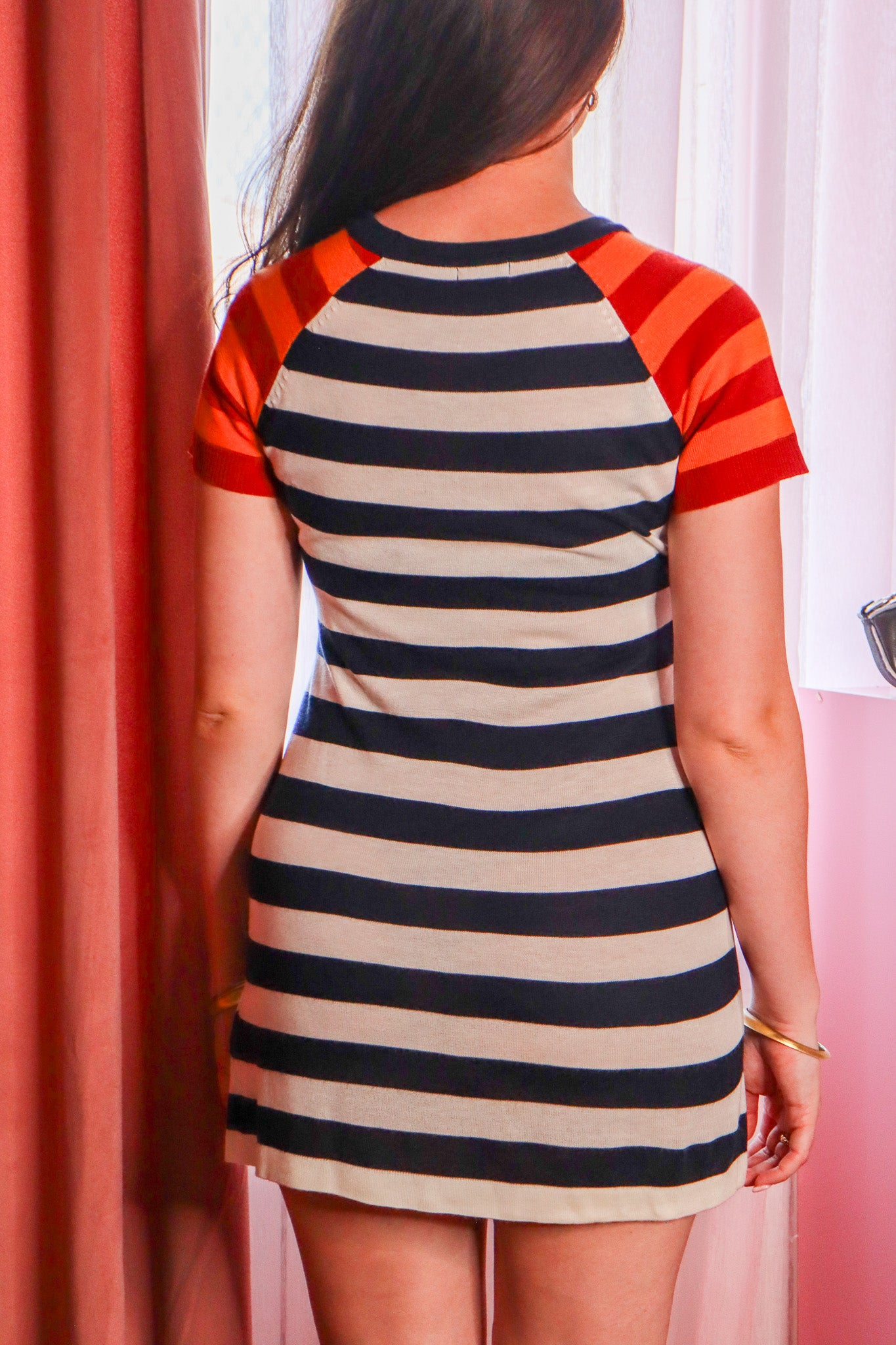 Blumarine 2000s Striped Knit Horsehead Mini Dress
