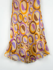Cristinaeffe 2000s Circle Print Silk Midi Dress - XS