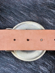 John Galliano 2000s Gold Medallion Leather Belt with Rhinestone Detailing