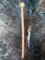 John Galliano 2000s Gold Medallion Leather Belt with Rhinestone Detailing