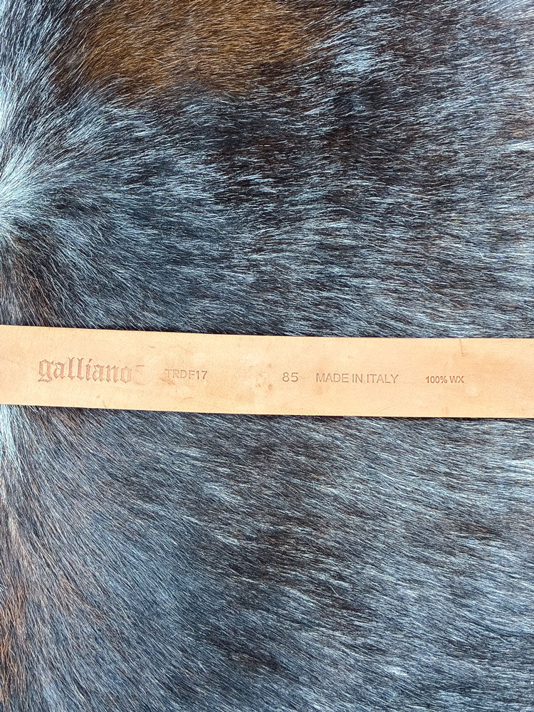 John Galliano 2000s Gold Medallion Leather Belt with Rhinestone Detailing