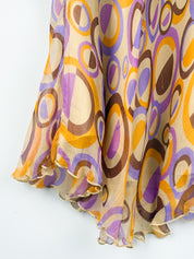 Cristinaeffe 2000s Circle Print Silk Midi Dress - XS