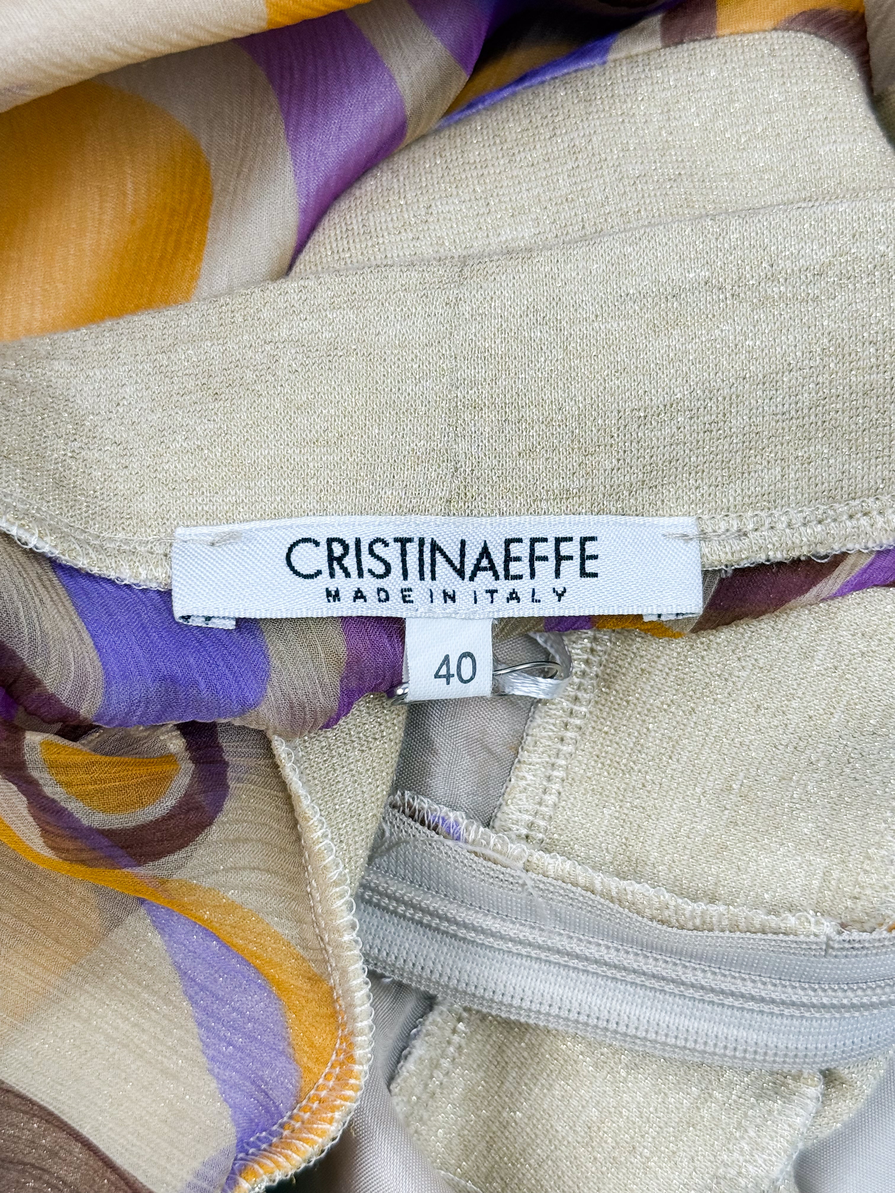 Cristinaeffe 2000s Circle Print Silk Midi Dress - XS