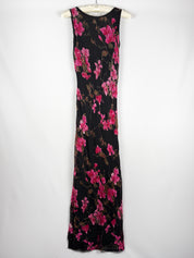 Luisa Spagnoli 2000s Black Floral Beaded Maxi Dress - S