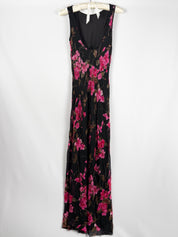 Luisa Spagnoli 2000s Black Floral Beaded Maxi Dress - S