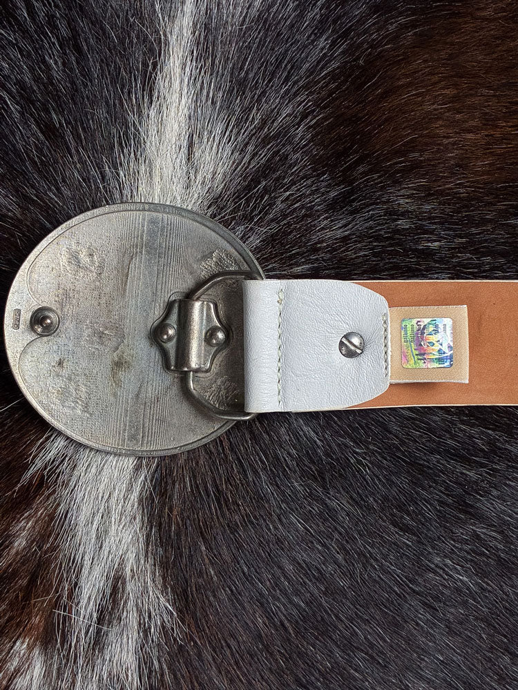 John Galliano 2000s White Leather “Propriété Exclusive Confidentiel” Belt