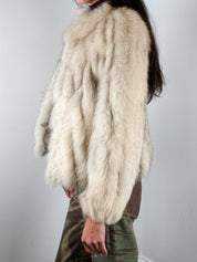 Cream Genuine Fur Cropped Jacket - S/M