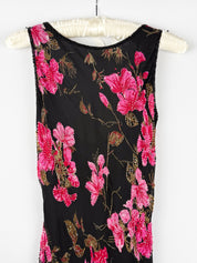 Luisa Spagnoli 2000s Black Floral Beaded Maxi Dress - S