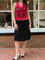 D&G Dolce & Gabbana Red Logo Lace Print Tank Top - M