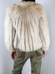 Cream Genuine Fur Cropped Jacket - S/M