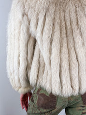 Cream Genuine Fur Cropped Jacket - S/M