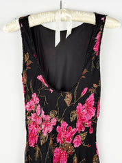Luisa Spagnoli 2000s Black Floral Beaded Maxi Dress - S