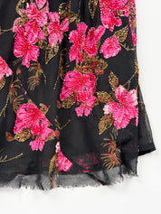 Luisa Spagnoli 2000s Black Floral Beaded Maxi Dress - S