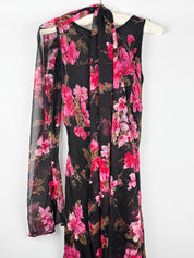 Luisa Spagnoli 2000s Black Floral Beaded Maxi Dress - S