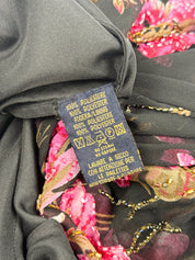 Luisa Spagnoli 2000s Black Floral Beaded Maxi Dress - S