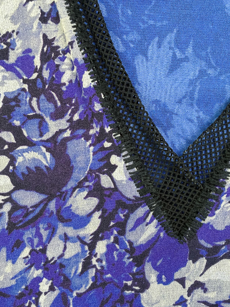 Jean Paul Gaultier Soleil 2000s Blue Floral Mesh Top