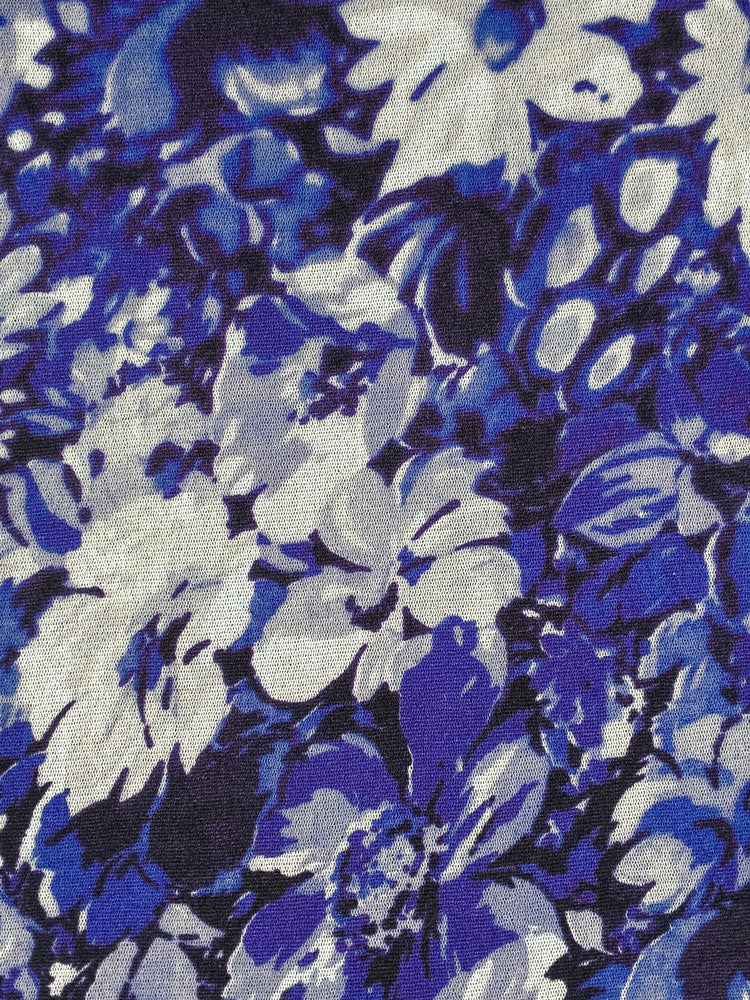 Jean Paul Gaultier Soleil 2000s Blue Floral Mesh Top