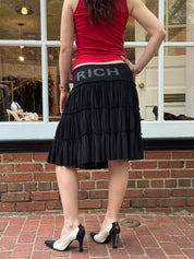 Richmond Denim 2000s Black RICH Logo Tiered Ruffle Skirt - M/L