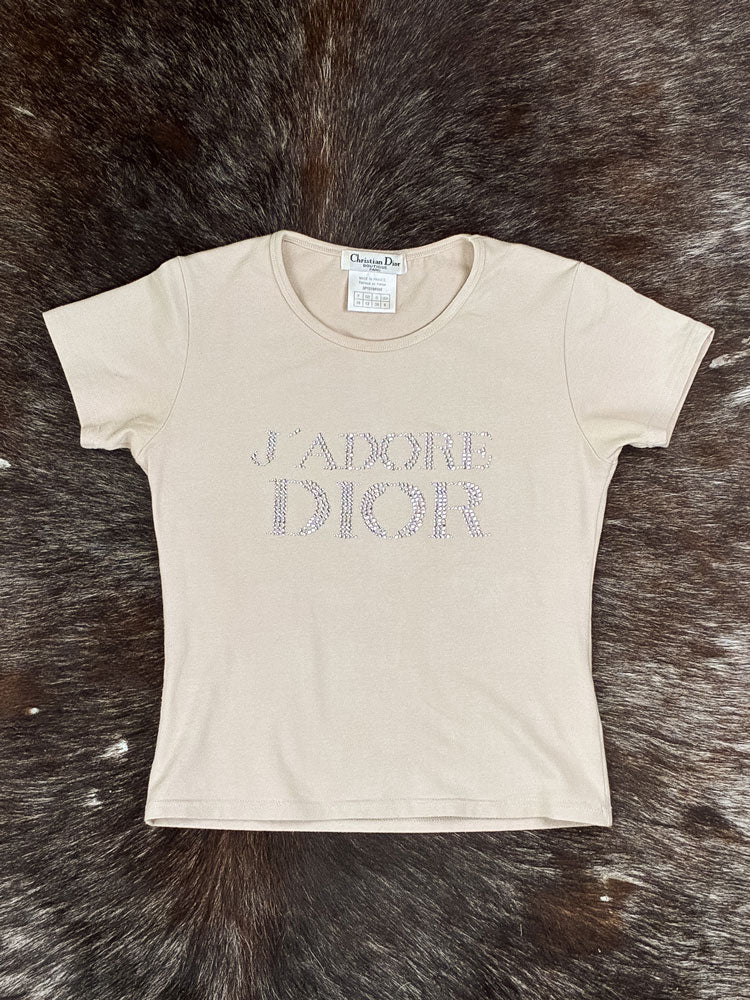 Christian Dior 2000s “J’Adore Dior” Rhinestone Tee
